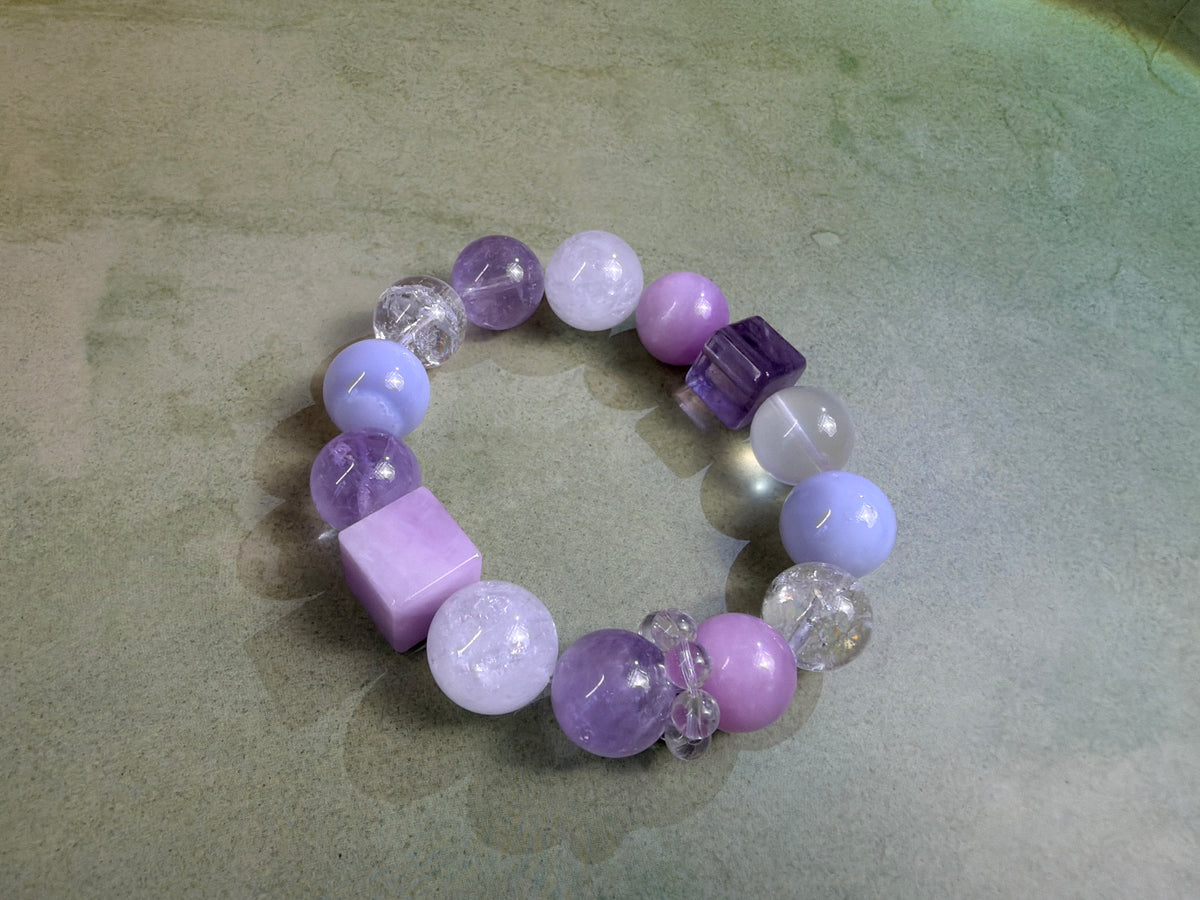 Natural Multi-Gemstone Natural crystal Bracelet (Purple Tones)
