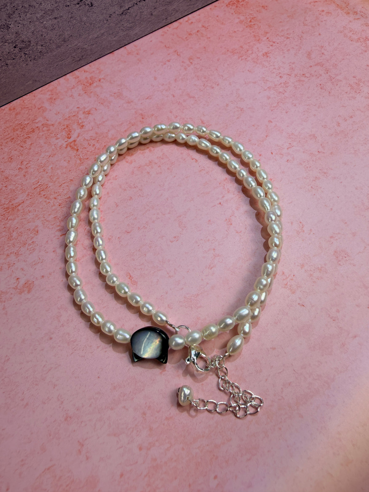 Natural Freshwater Pearl and Shell Cat Necklace