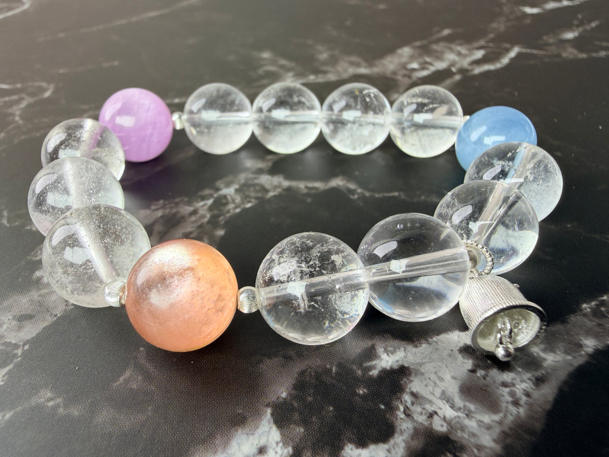 Crystal bracelet +Small sterling silver bell 🔔