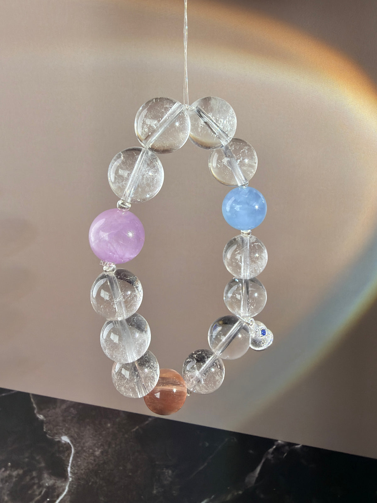Crystal bracelet +Small sterling silver bell 🔔