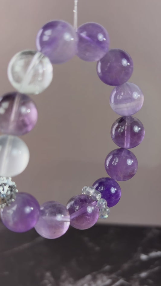 Amethyst and clear quartz bracelet
