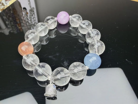 Crystal bracelet +Small sterling silver bell 🔔